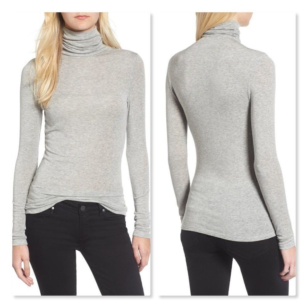 NEW Chelsea28 Layering Turtleneck in Grey Heather